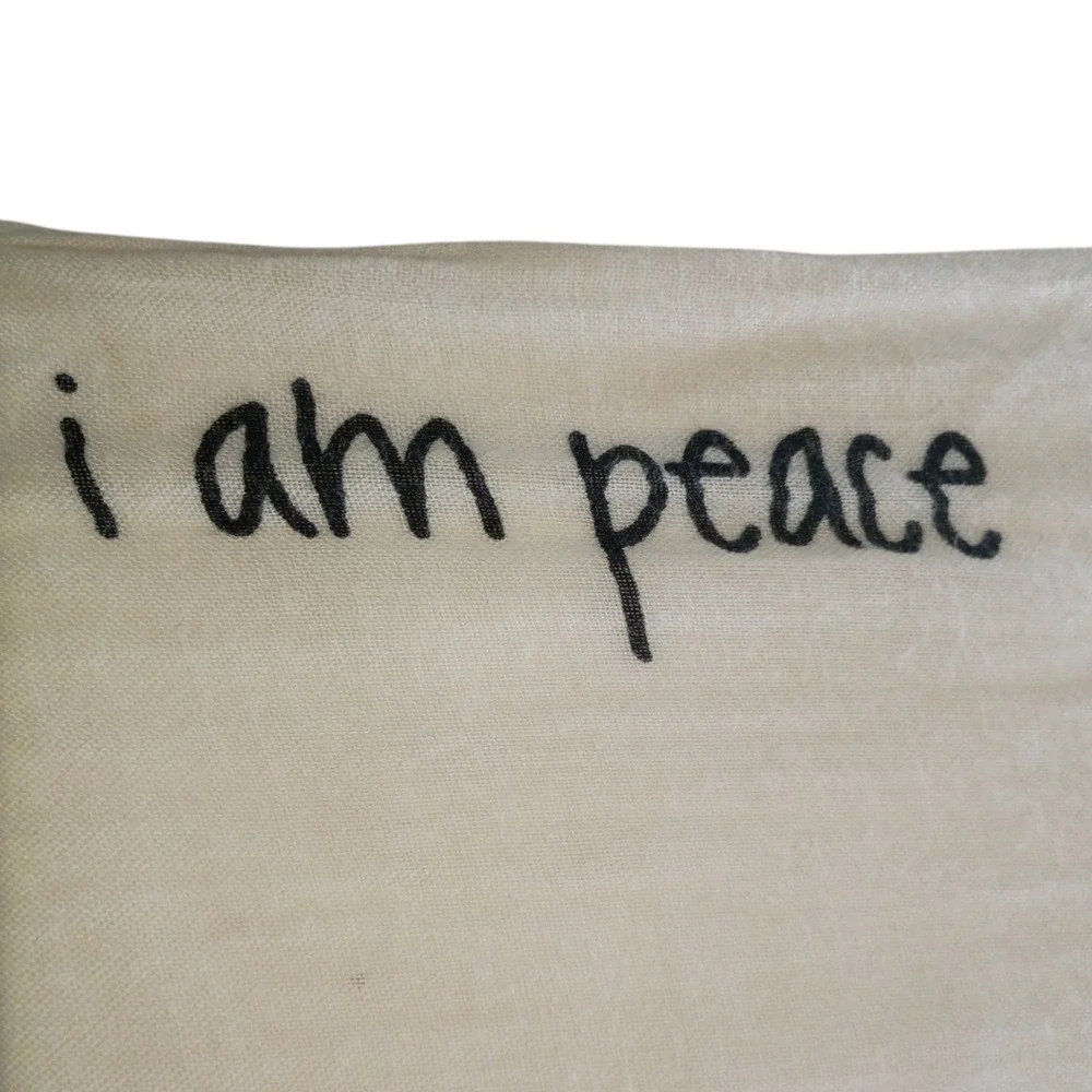 Peace Love World Alina Villasante White Viscose Peace Heart Graphic Scarf Wrap - Picture 4 of 9